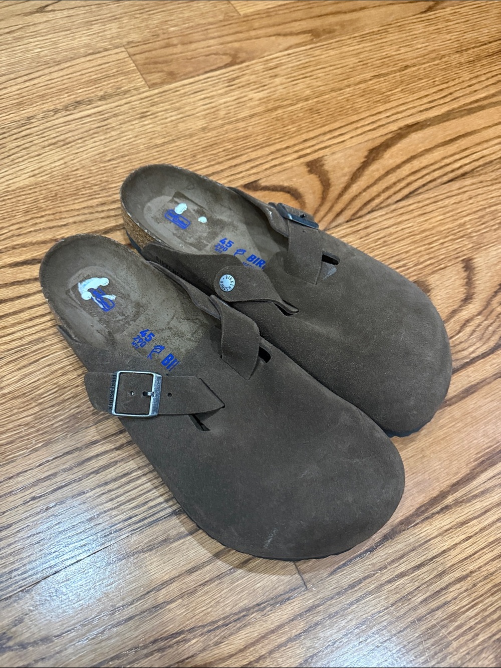 Birkenstock Boston Soft Footbed Suede Leather Clogs Mocha Brown Size EU 45